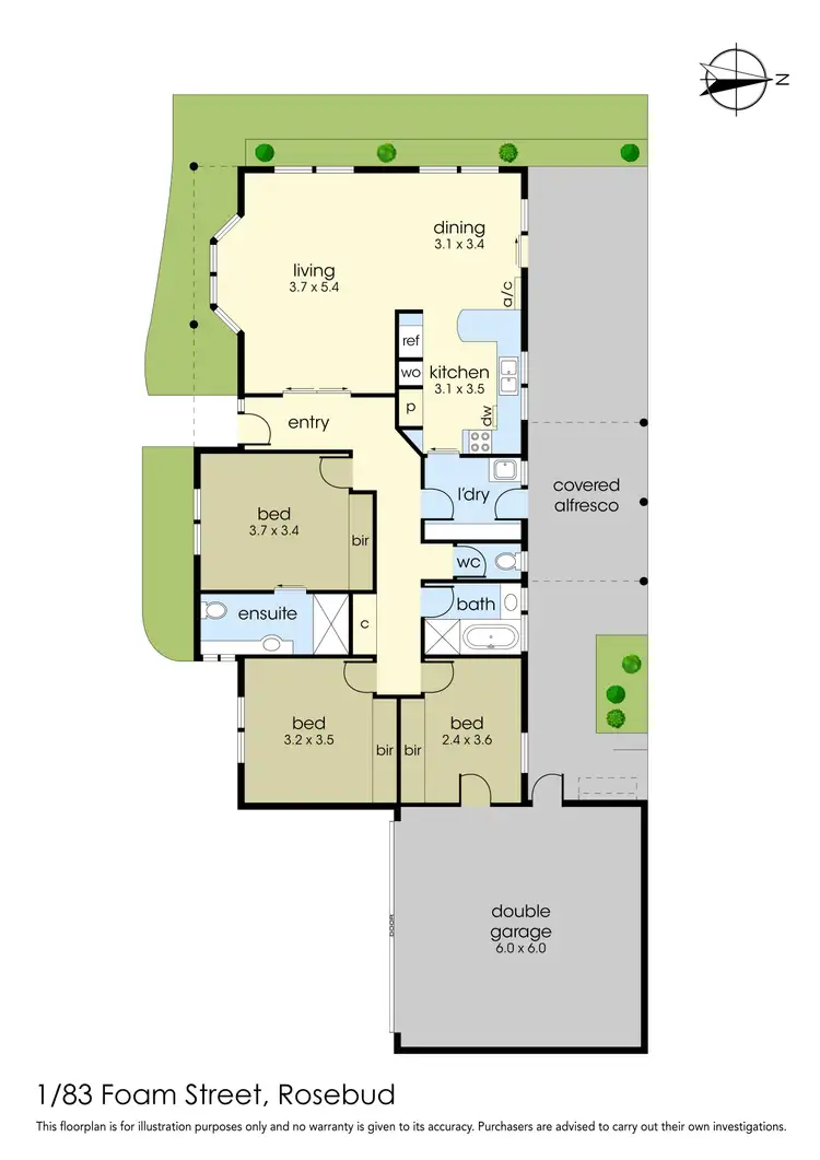 Floorplan of Homely unit listing, 1/83 Foam Street, Rosebud VIC 3939