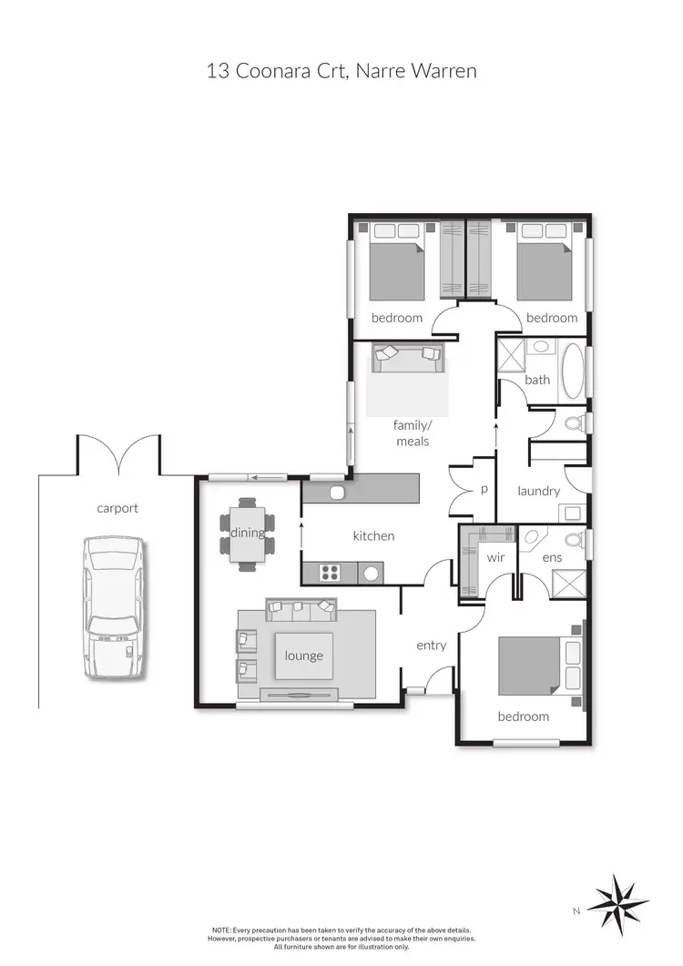 Floorplan of Homely house listing, 13 Coonara Court, Narre Warren VIC 3805