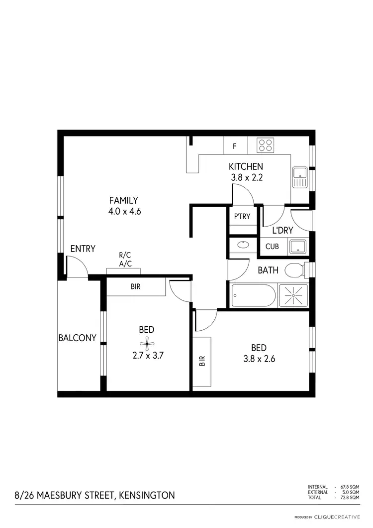 Floorplan of Homely unit listing, 8/26 Maesbury Street, Kensington SA 5068
