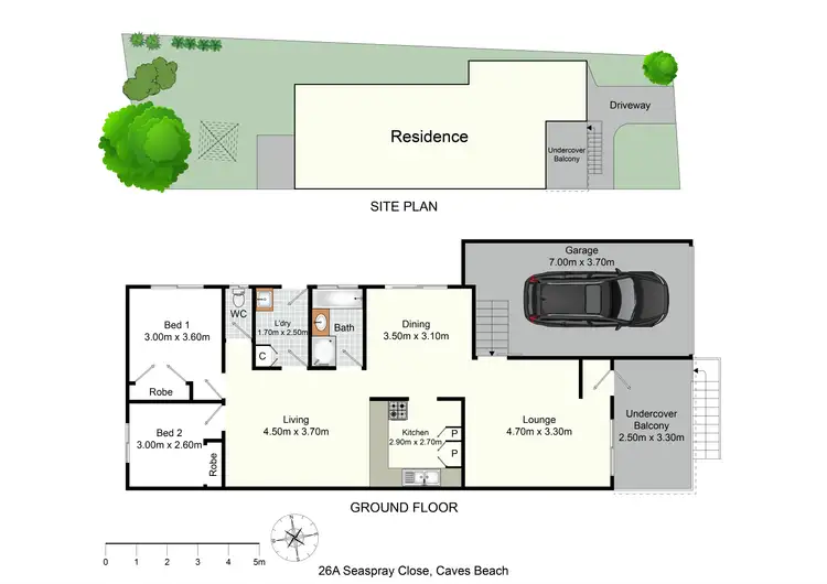 Floorplan of Homely semi-detached listing, 26a Seaspray Close, Caves Beach NSW 2281