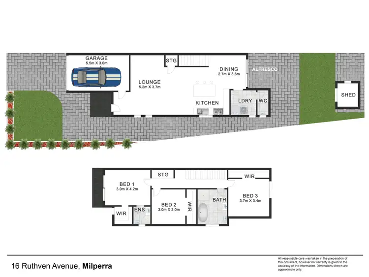 Floorplan of Homely semi-detached listing, 16 Ruthven Avenue, Milperra NSW 2214