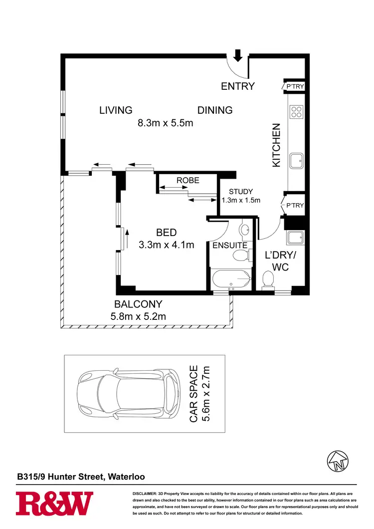 Floorplan of Homely apartment listing, B315/9 Hunter Street, Waterloo NSW 2017