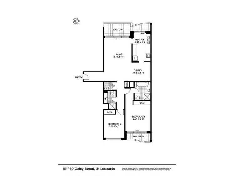 Floorplan of Homely unit listing, 55/50 Oxley Street, St Leonards NSW 2065