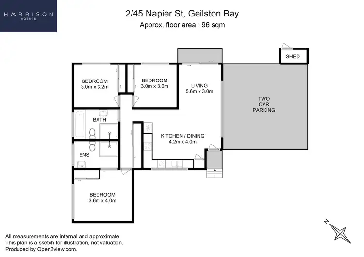 Floorplan of Homely unit listing, 2/45 Napier Street, Geilston Bay TAS 7015