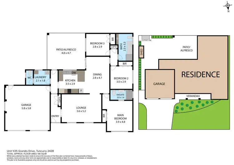 Floorplan of Homely villa listing, 1/25 Grandis Drive, Tuncurry NSW 2428