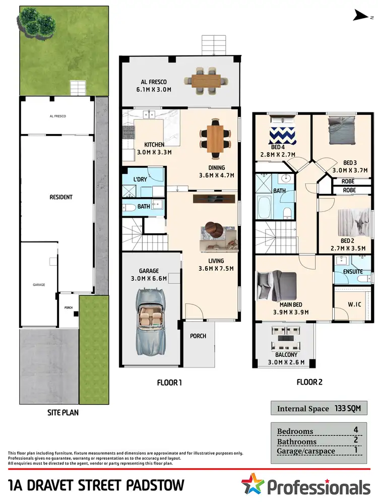 Floorplan of Homely semi-detached listing, 1A Dravet Street, Padstow NSW 2211
