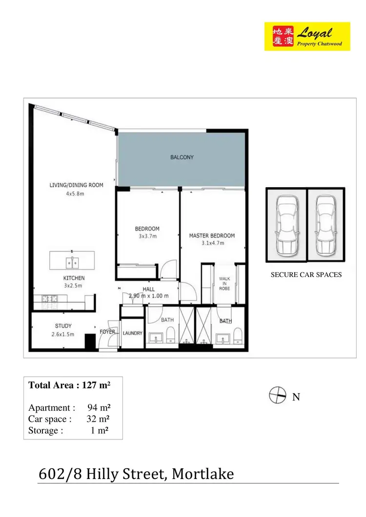 Floorplan of Homely apartment listing, 602/8 Hilly Street, Mortlake NSW 2137