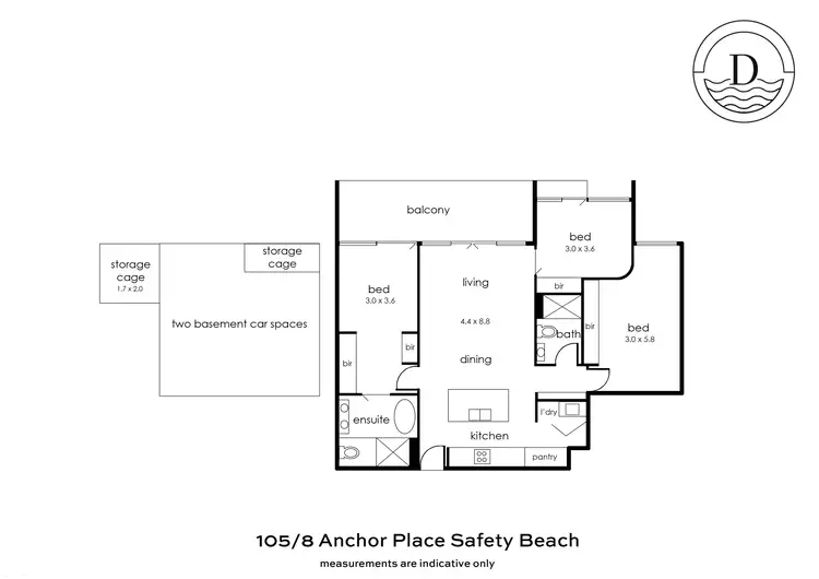 Floorplan of Homely apartment listing, 105/8 Anchor Place, Safety Beach VIC 3936