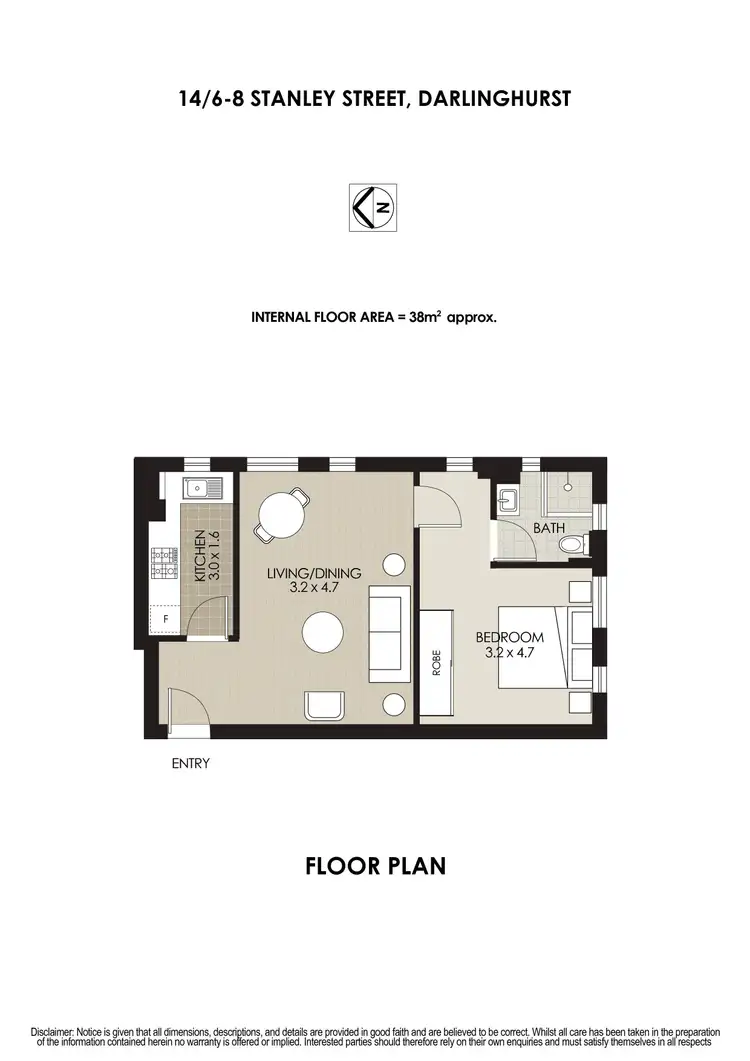 Floorplan of Homely apartment listing, Level 1/14/6-8 Stanley Street, Darlinghurst NSW 2010