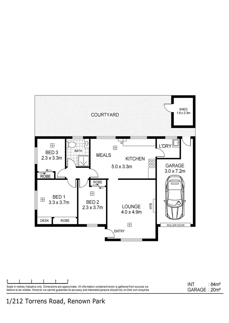 Floorplan of Homely unit listing, 1/212 Torrens Road, Renown Park SA 5008