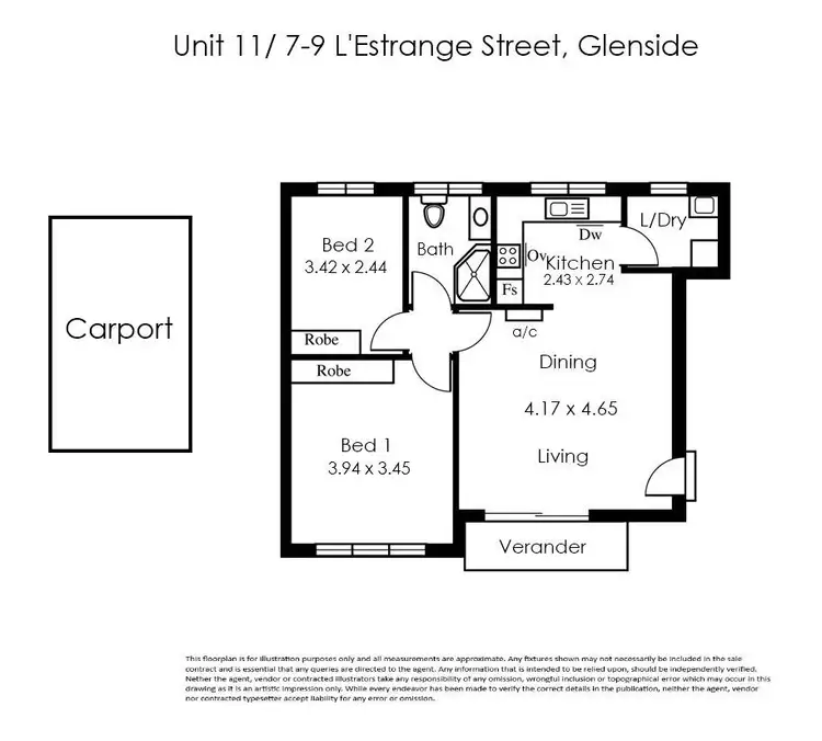 Floorplan of Homely unit listing, 11/7-9 L'estrange Street, Glenside SA 5065