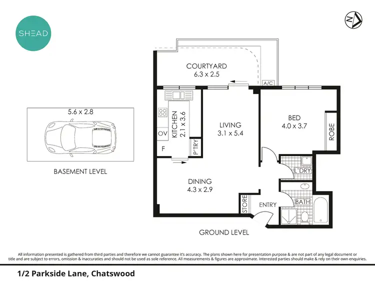 Floorplan of Homely unit listing, 1/2 Parkside Lane, Chatswood NSW 2067
