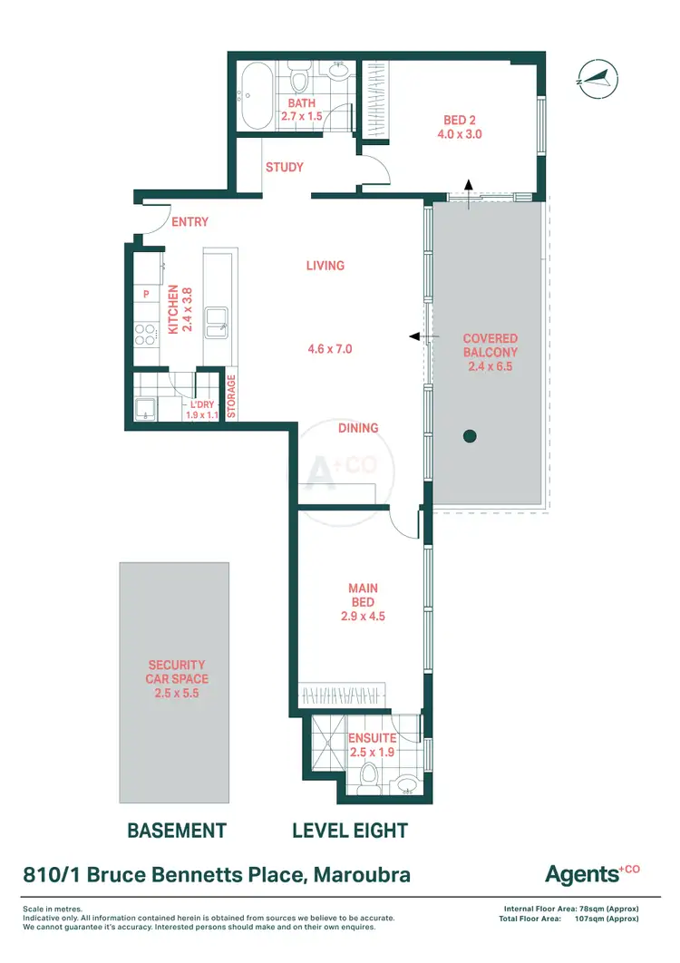Floorplan of Homely apartment listing, 810/1 Bruce Bennetts Place, Maroubra NSW 2035