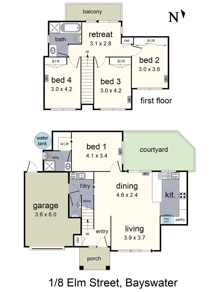 Floorplan of Homely townhouse listing, 1/8 Elm Street, Bayswater VIC 3153