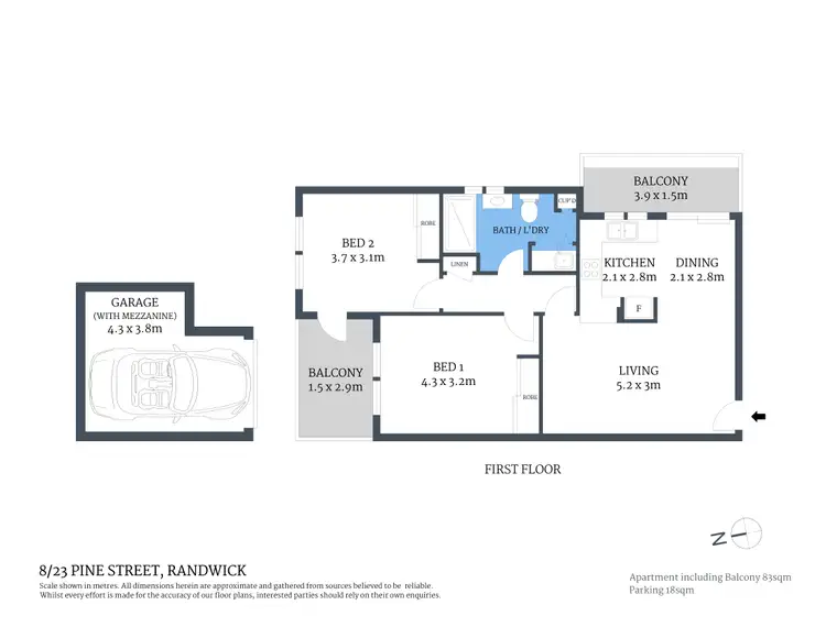 Floorplan of Homely apartment listing, 8/23 Pine Street, Randwick NSW 2031