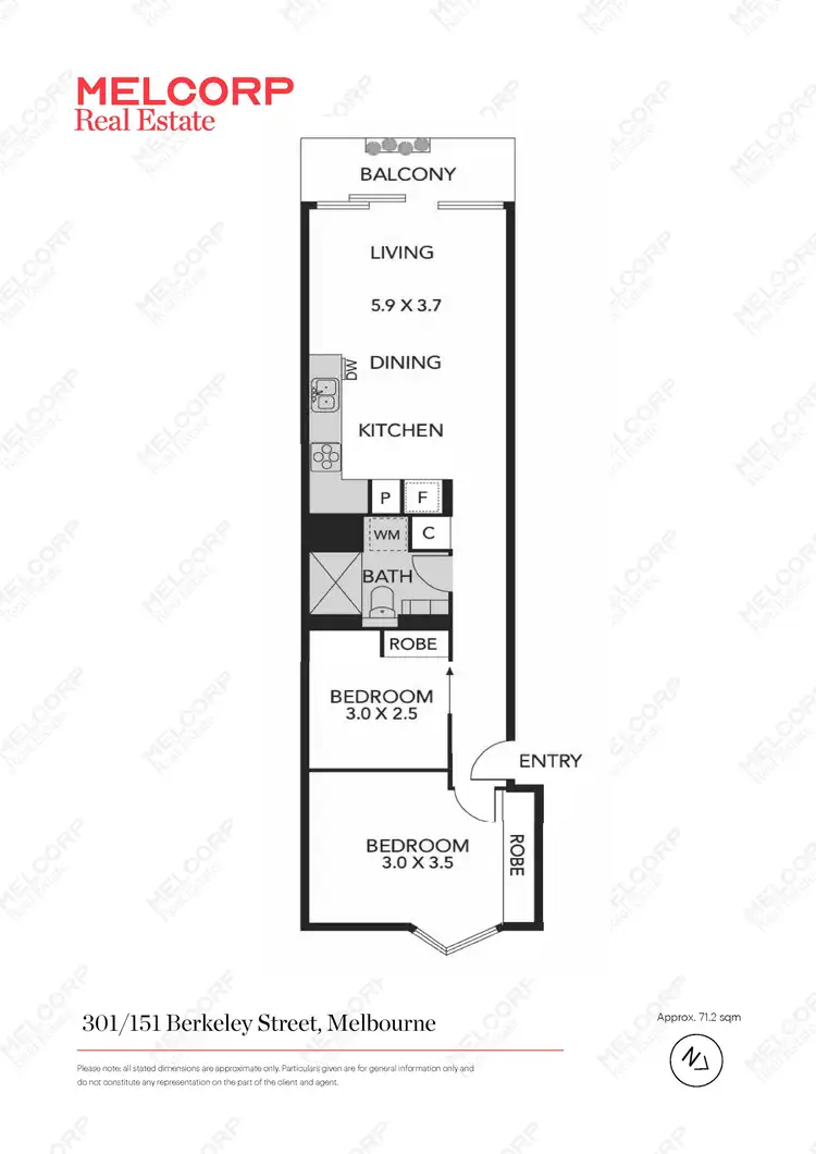 Floorplan of Homely apartment listing, 301/151 Berkeley Street, Melbourne VIC 3000