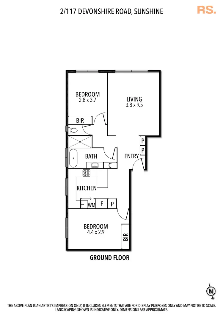 Floorplan of Homely unit listing, 2/117 Devonshire Road, Sunshine VIC 3020