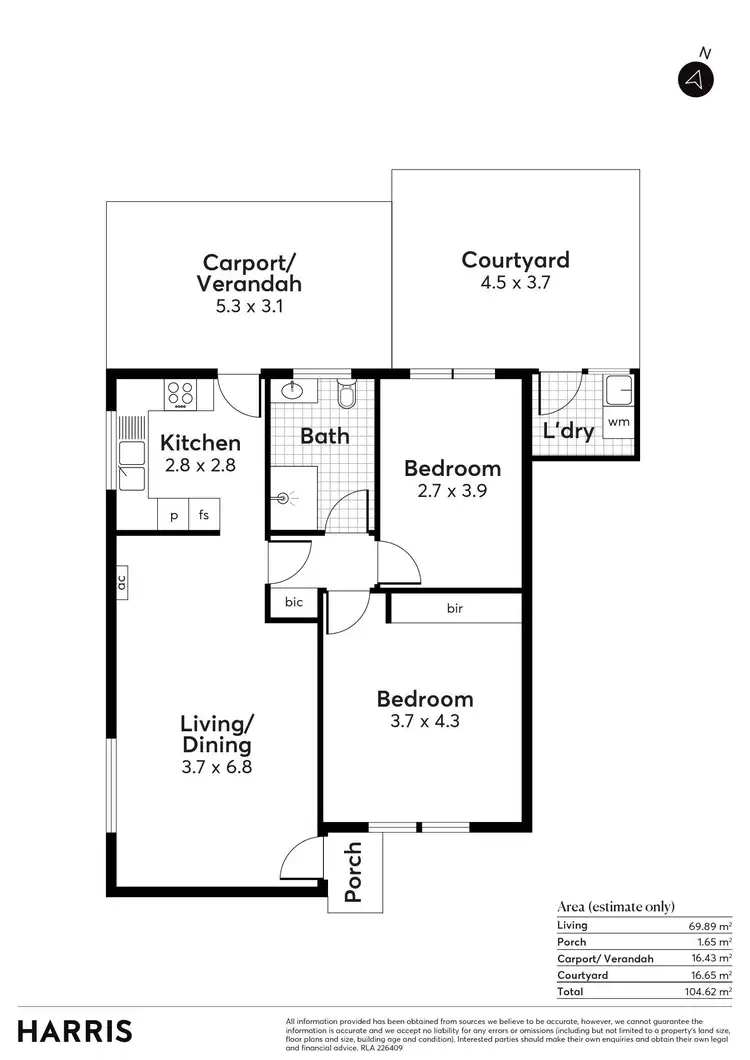 Floorplan of Homely unit listing, 1/12 Walsall Street, Kensington Park SA 5068