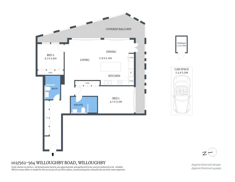 Floorplan of Homely unit listing, 102/562-564 Willoughby Road, Willoughby NSW 2068