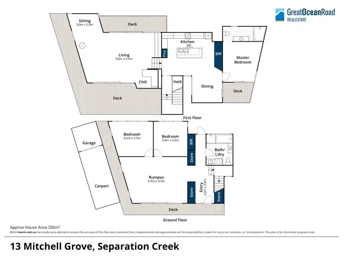 Floorplan of Homely house listing, 13 Mitchell Grove, Separation Creek VIC 3234