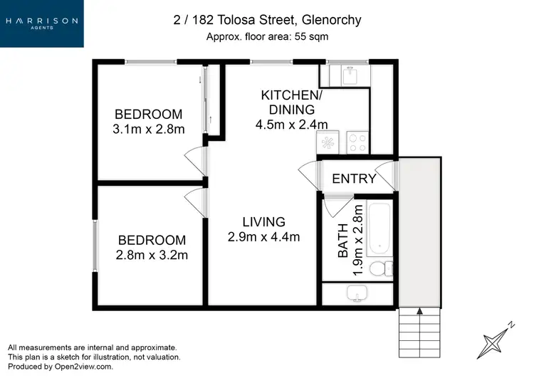 Floorplan of Homely unit listing, 2/182 Tolosa Street, Glenorchy TAS 7010
