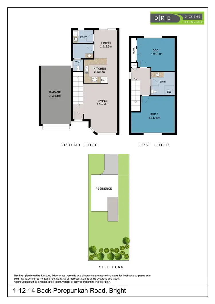 Floorplan of Homely townhouse listing, 1/12 Back Porepunkah Road, Bright VIC 3741