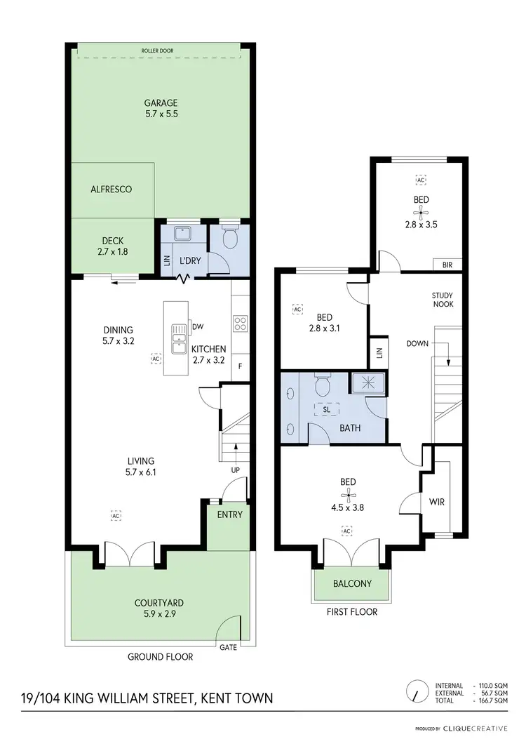 Floorplan of Homely townhouse listing, 19/104 King William Street, Kent Town SA 5067