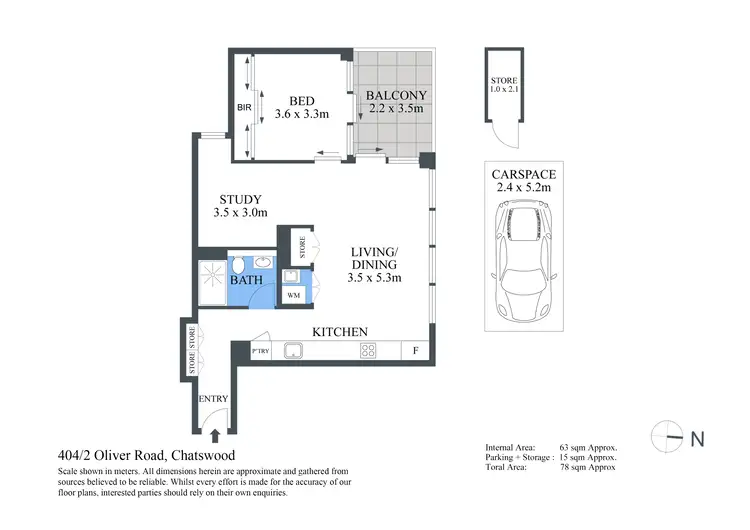 Floorplan of Homely apartment listing, 404/2 Oliver Road, Chatswood NSW 2067