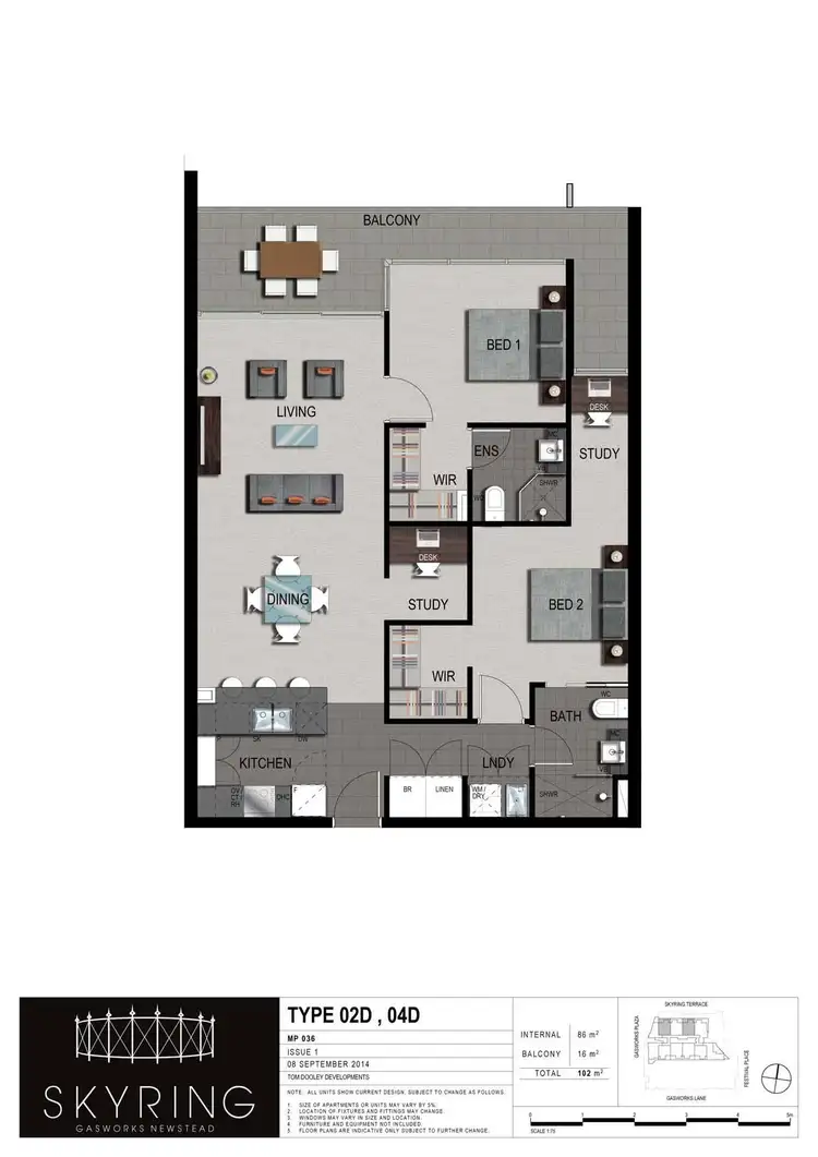 Floorplan of Homely unit listing, 702/30 Festival Place, Newstead QLD 4006