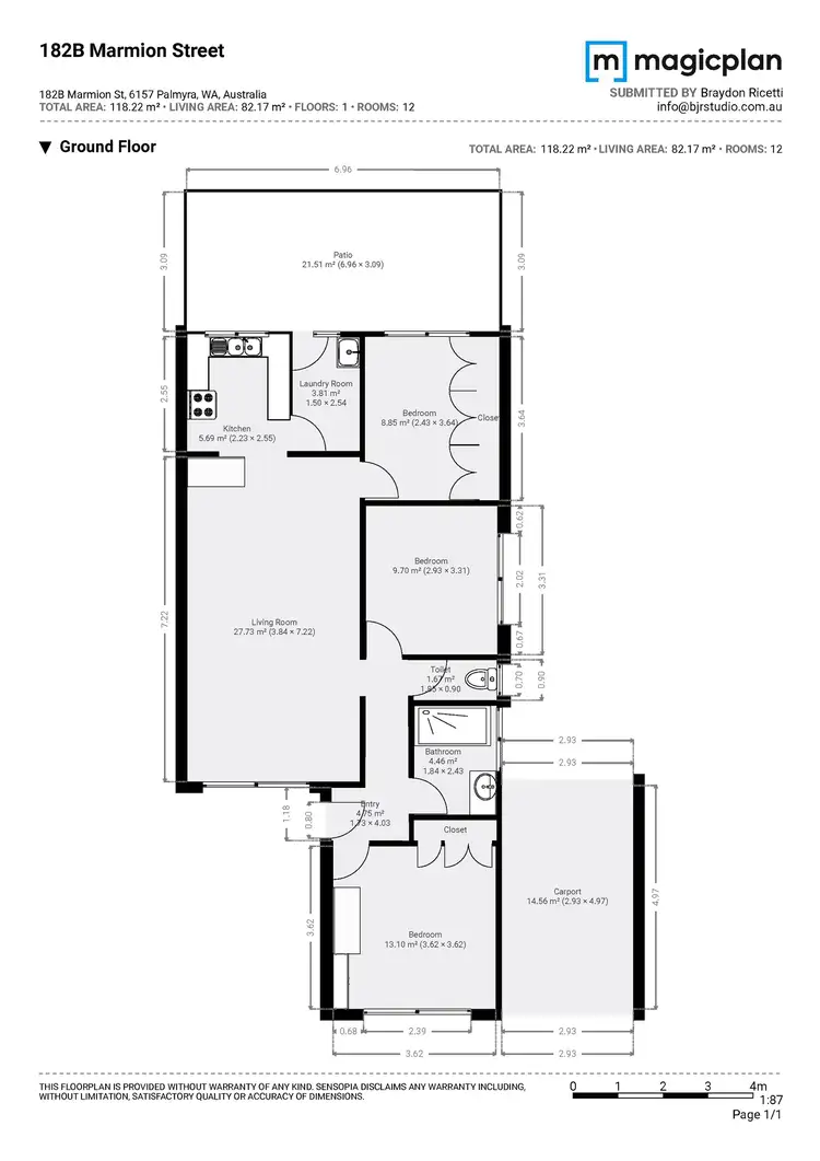 Floorplan of Homely semi-detached listing, 182B Marmion Street, Palmyra WA 6157