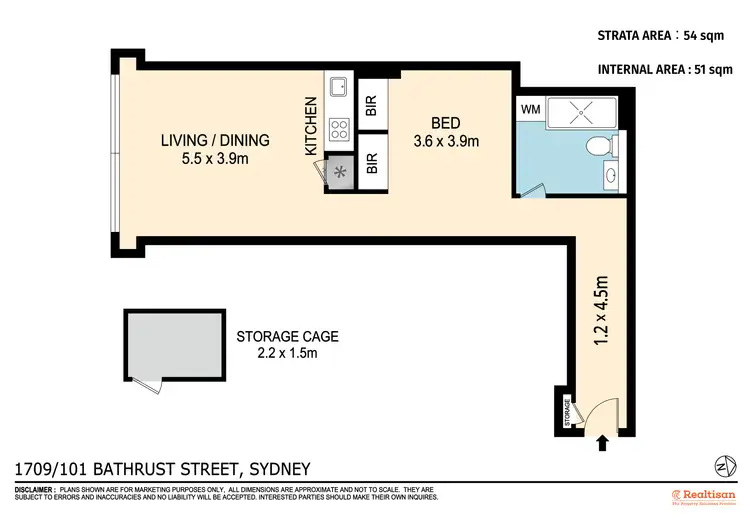 Floorplan of Homely studio listing, 1709/101 Bathurst Street, Sydney NSW 2000