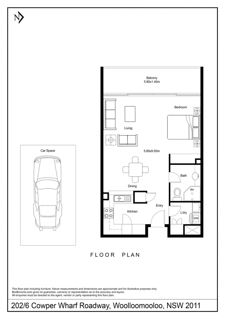 Floorplan of Homely apartment listing, 202/6 Cowper Wharf Roadway, Woolloomooloo NSW 2011