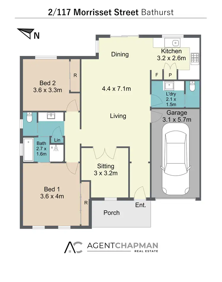 Floorplan of Homely semi-detached listing, 2/117 Morrisset Street, Bathurst NSW 2795