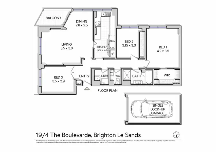Floorplan of Homely apartment listing, 19/4 The Boulevarde, Brighton-Le-Sands NSW 2216