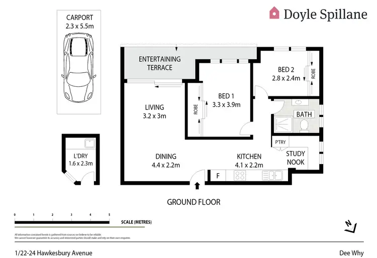 Floorplan of Homely apartment listing, 1/22-24 Hawkesbury Avenue, Dee Why NSW 2099