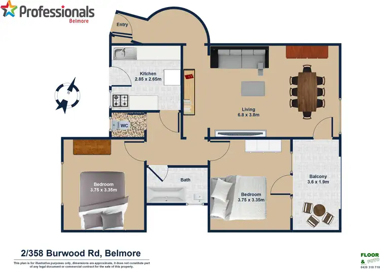 Floorplan of Homely unit listing, 2/358 Burwood Road, Belmore NSW 2192