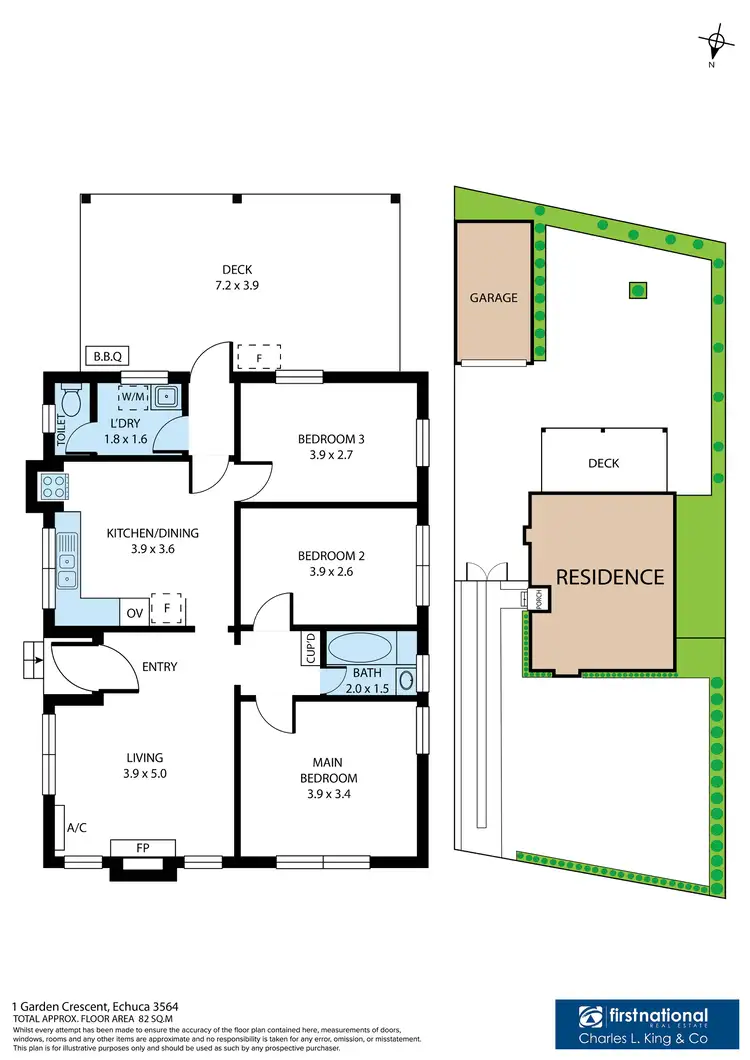 Floorplan of Homely house listing, 1 Garden Crescent, Echuca VIC 3564