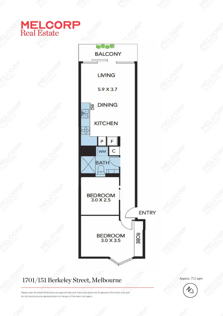 Floorplan of Homely apartment listing, 1701/151 Berkeley Street, Melbourne VIC 3000