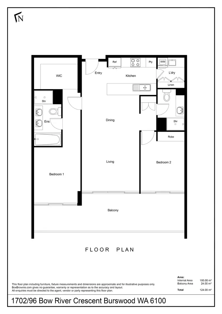 Floorplan of Homely apartment listing, 1702/96 Bow River Crescent, Burswood WA 6100