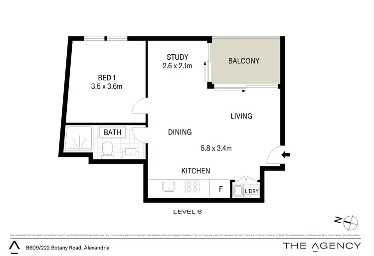 Floorplan of Homely apartment listing, B609/222 Botany Road, Alexandria NSW 2015
