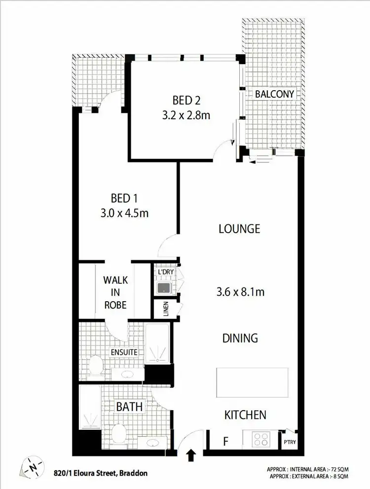 Floorplan of Homely apartment listing, 820/1 Elouera Street, Braddon ACT 2612