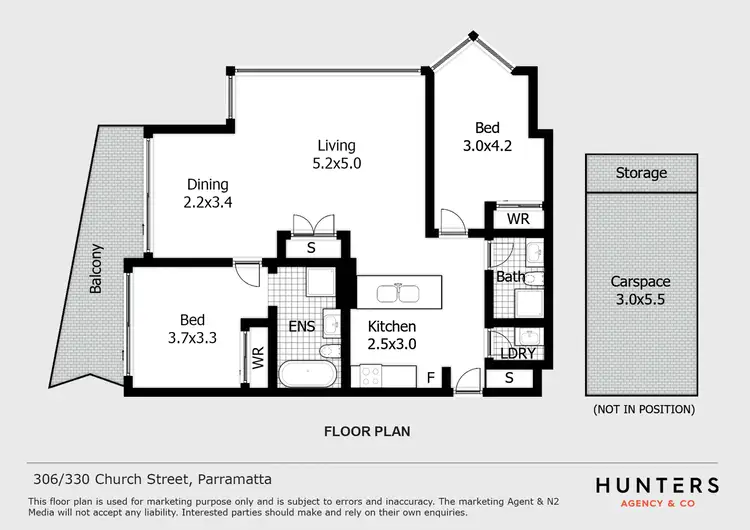 Floorplan of Homely unit listing, 306/330 Church Street, Parramatta NSW 2150