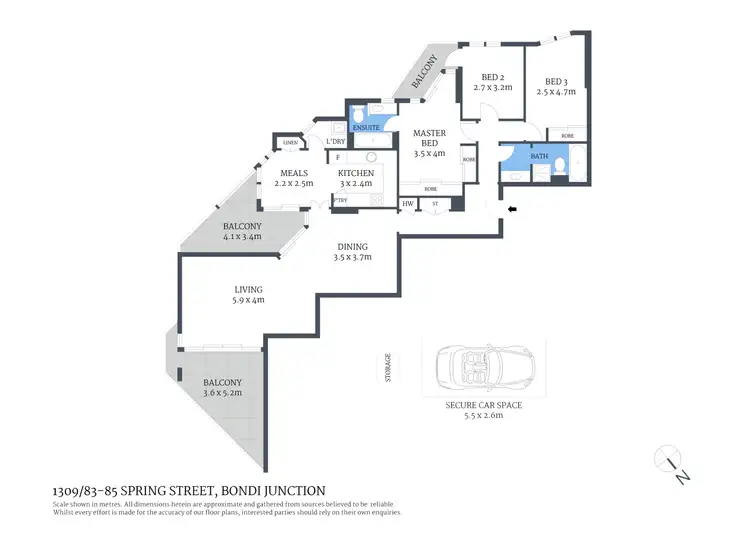 Floorplan of Homely apartment listing, 1309/83-85 Spring Street, Bondi Junction NSW 2022