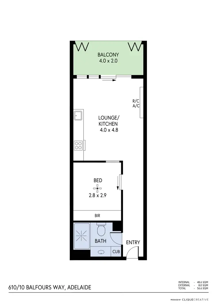 Floorplan of Homely apartment listing, 610/10 Balfours Way, Adelaide SA 5000