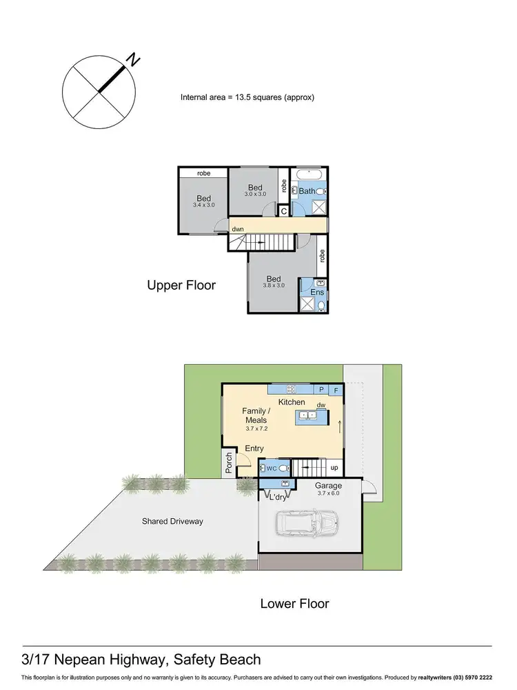 Floorplan of Homely townhouse listing, 3/17 Nepean Highway, Safety Beach VIC 3936