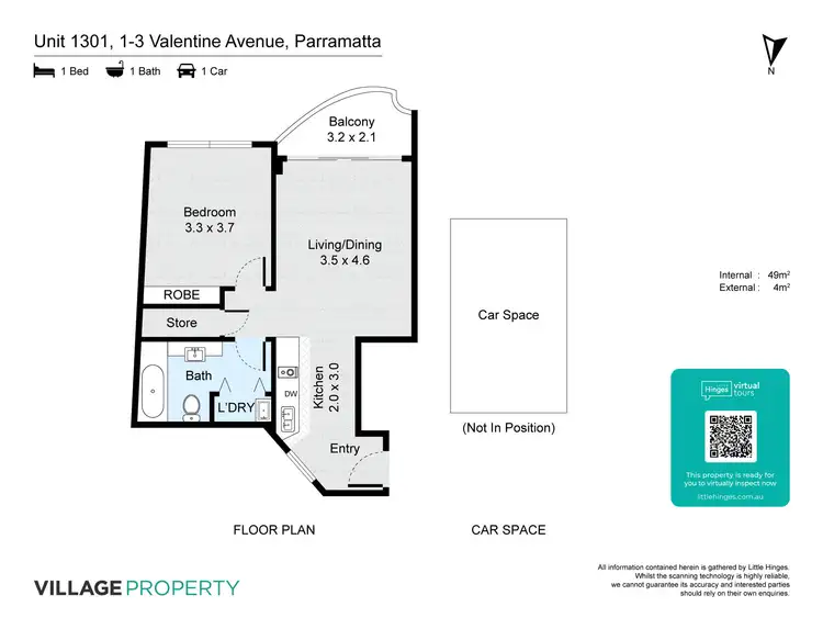 Floorplan of Homely apartment listing, 1301/1-3 Valentine Avenue, Parramatta NSW 2150