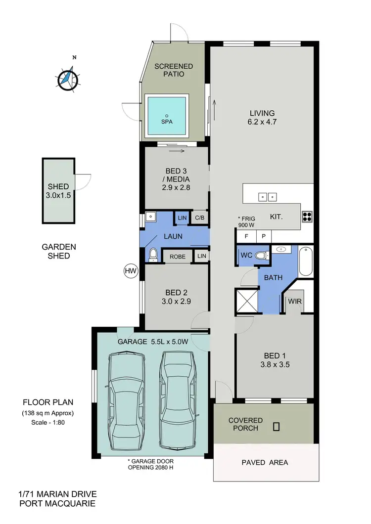 Floorplan of Homely villa listing, 1/71 Marian Drive, Port Macquarie NSW 2444