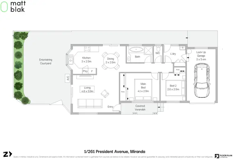 Floorplan of Homely villa listing, 1/261 President Avenue, Miranda NSW 2228