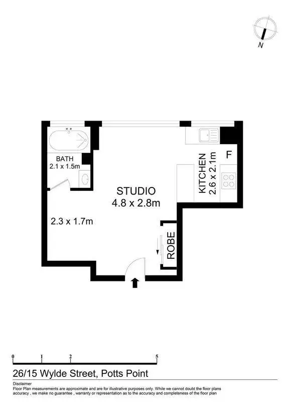 Floorplan of Homely studio listing, 26/15 Wylde Street, Potts Point NSW 2011