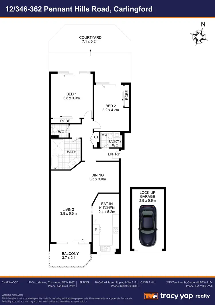 Floorplan of Homely unit listing, 12/346-362 Pennant Hills Road, Carlingford NSW 2118